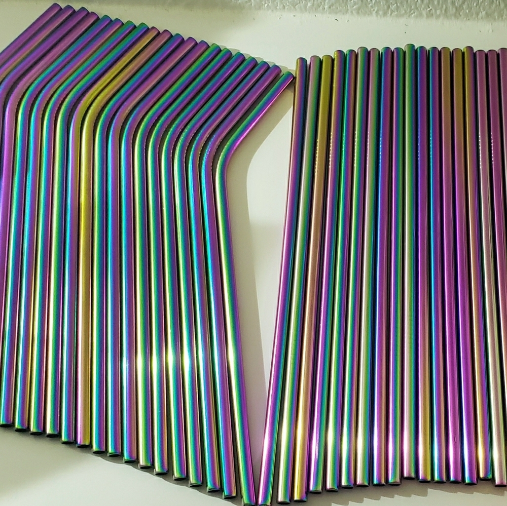 40 piece rainbow colored stainless steel straws